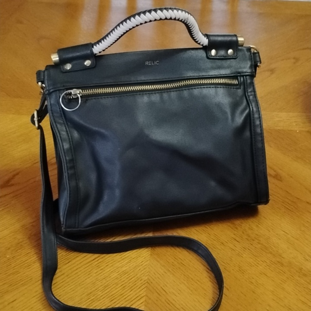 Relic By Fossil Crossbody Purse Black Leather Faux Leather Modern Minimalist